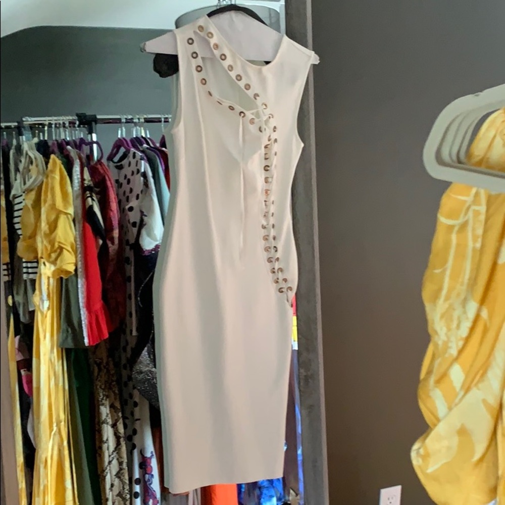 Hot Miami Styles Bodycon Lace up White Dress